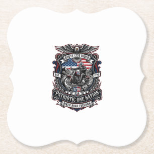 Patriotic Route 1776 Rider Biker Road Freedom Patr Paper Coaster