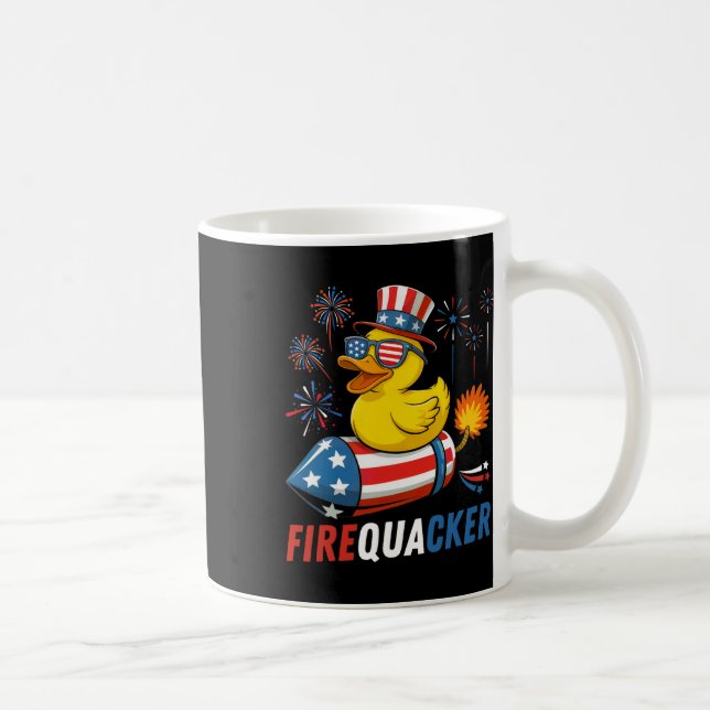Patriotic Rubber Duck Firequacker Usa Flag Funny 4 Coffee Mug (Right)