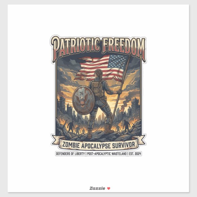 Patriotic Rust Flag Survivor Zombie Apocalypse Fre (Sheet)