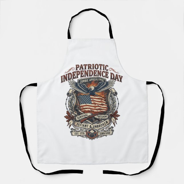 Patriotic Rust Flag Survivor Zombie Apocalypse Fre Apron (Front)