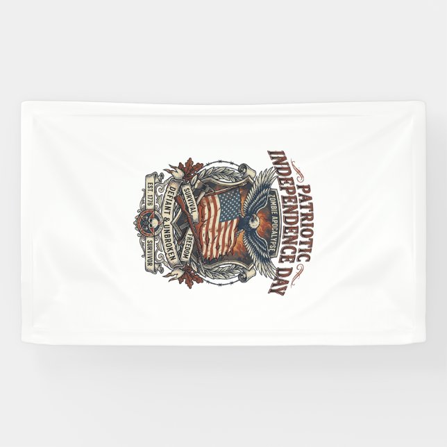 Patriotic Rust Flag Survivor Zombie Apocalypse Fre Banner (Horizontal)