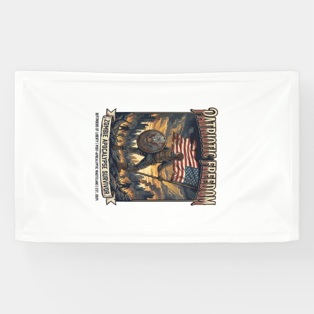 Patriotic Rust Flag Survivor Zombie Apocalypse Fre Banner (Horizontal)