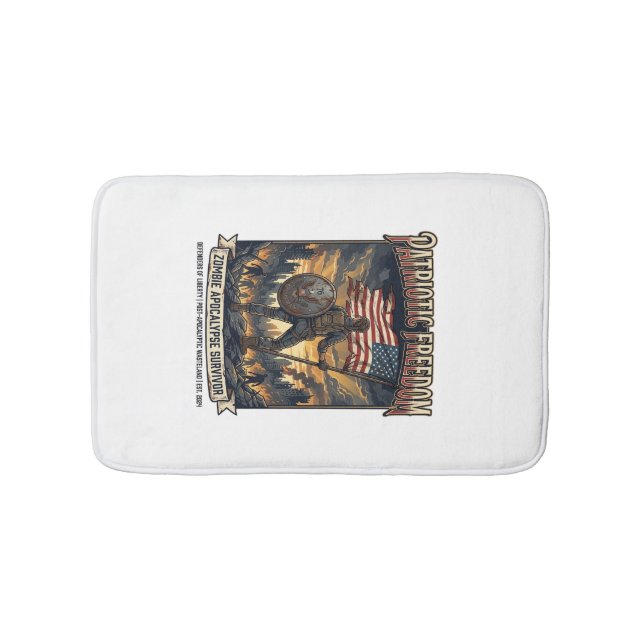 Patriotic Rust Flag Survivor Zombie Apocalypse Fre Bath Mat (Front)