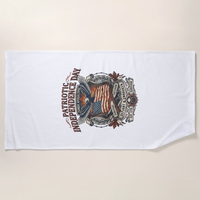 Patriotic Rust Flag Survivor Zombie Apocalypse Fre Beach Towel (Front)