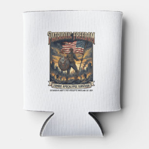 Patriotic Rust Flag Survivor Zombie Apocalypse Fre Can Cooler