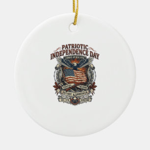 Patriotic Rust Flag Survivor Zombie Apocalypse Fre Ceramic Tree Decoration