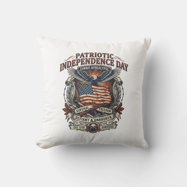 Patriotic Rust Flag Survivor Zombie Apocalypse Fre Cushion (Front)
