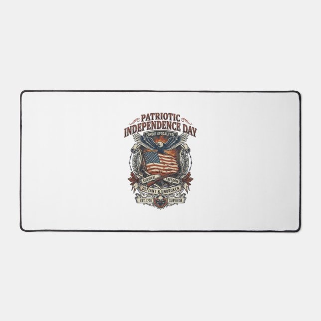 Patriotic Rust Flag Survivor Zombie Apocalypse Fre Desk Mat (Front)