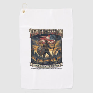 Patriotic Rust Flag Survivor Zombie Apocalypse Fre Golf Towel