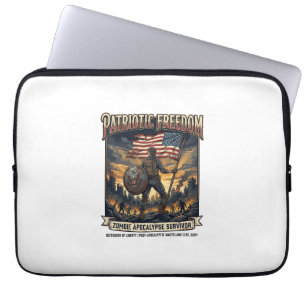 Patriotic Rust Flag Survivor Zombie Apocalypse Fre Laptop Sleeve