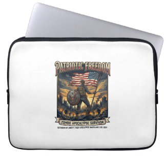 Patriotic Rust Flag Survivor Zombie Apocalypse Fre Laptop Sleeve