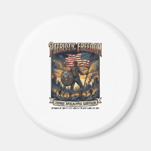 Patriotic Rust Flag Survivor Zombie Apocalypse Fre Magnet