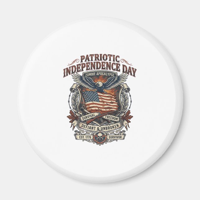 Patriotic Rust Flag Survivor Zombie Apocalypse Fre Magnet (Front)