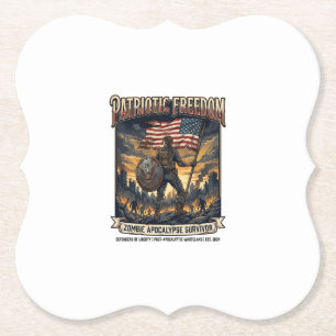 Patriotic Rust Flag Survivor Zombie Apocalypse Fre Paper Coaster