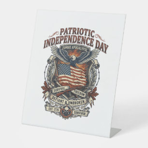 Patriotic Rust Flag Survivor Zombie Apocalypse Fre Pedestal Sign