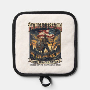 Patriotic Rust Flag Survivor Zombie Apocalypse Fre Pot Holder