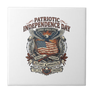 Patriotic Rust Flag Survivor Zombie Apocalypse Fre Tile