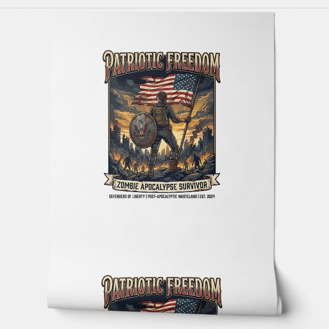 Patriotic Rust Flag Survivor Zombie Apocalypse Fre Wallpaper (Unrolling)