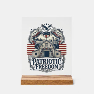 Patriotic Rustic Barn Wedding Acrylic Sign