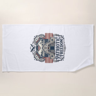 Patriotic Rustic Barn Wedding Beach Towel