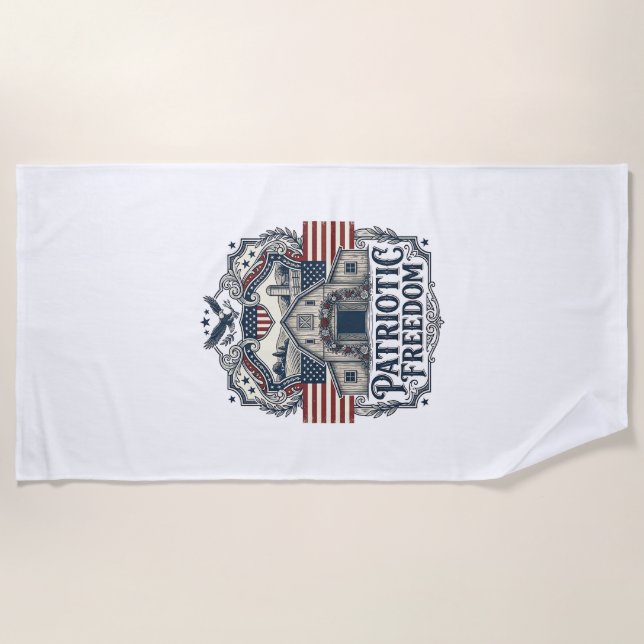 Patriotic Rustic Barn Wedding  Beach Towel (Front)