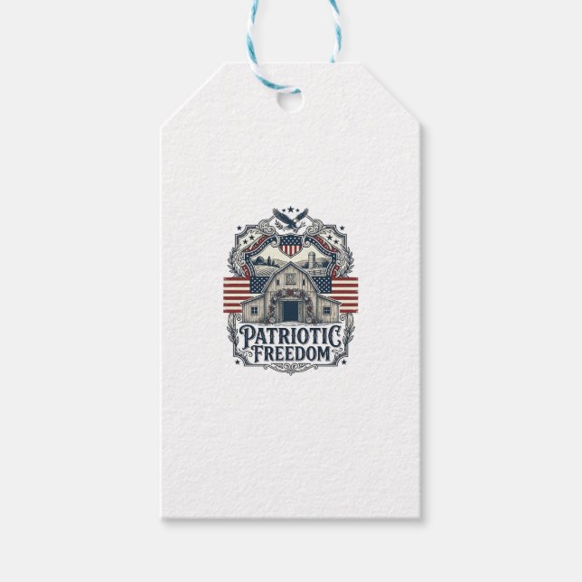 Patriotic Rustic Barn Wedding  Gift Tags (Front)