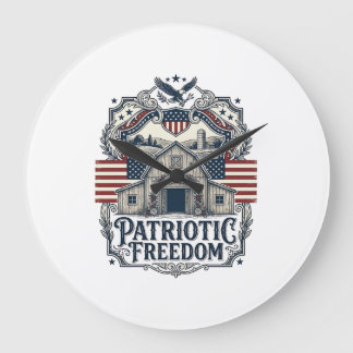 Patriotic Rustic Barn Wedding Large Clock