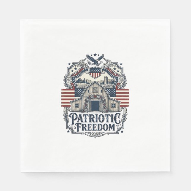 Patriotic Rustic Barn Wedding  Napkin (Front)