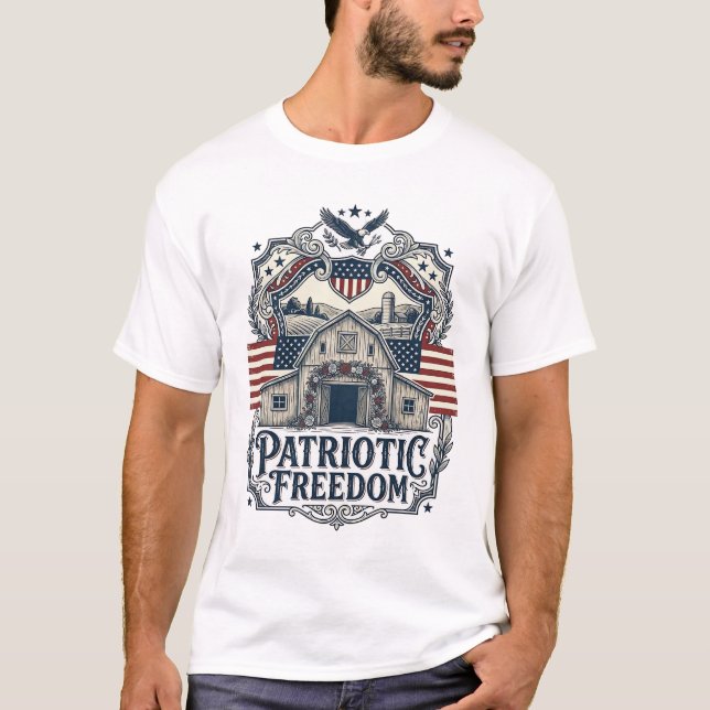 Patriotic Rustic Barn Wedding  T-Shirt (Front)