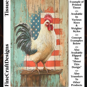 Patriotic Rustic Farmhouse Rooster DB8R Decoupage Tissue Paper