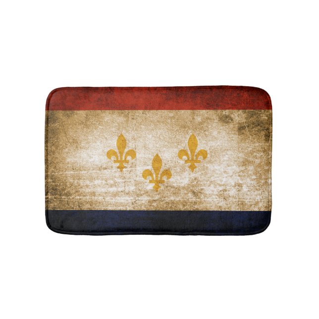 Patriotic Rustic Flag of New Orleans Bath Mat (Front)