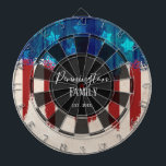 Patriotic Rustic Wood Design Custom Family Name<br><div class="desc">Faux wooden background with monogram and family name in centre of the board. Faux wood texture with stars and stripes rustic grunge.</div>