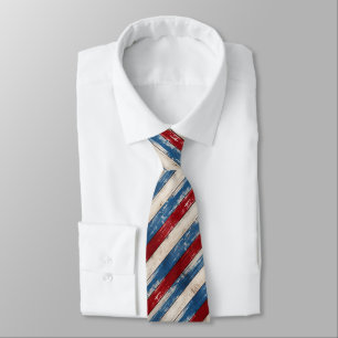 Patriotic Rustic Wood Planks Tie