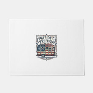 Patriotic RV Camper Vector Graphic Tee Doormat