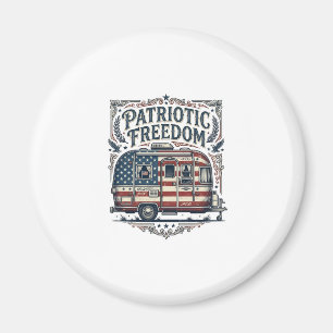 Patriotic RV Camper Vector Graphic Tee Magnet