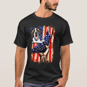 Patriotic Saint Bernard American Flag Dog 1 T-Shirt