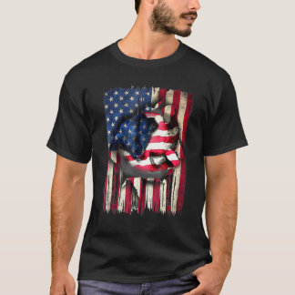 Patriotic Saint Bernard American Flag Dog T-Shirt