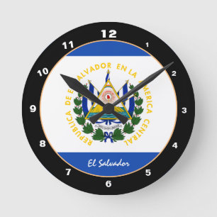 Patriotic Salvador Flag, El Salvador Home /design Round Clock