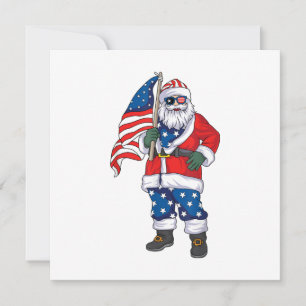 Patriotic Santa American Christmas 4th Of July San Thank You Card