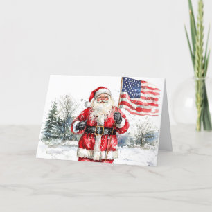 Patriotic Santa Christmas Card