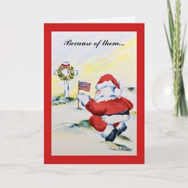 Patriotic Santa Christmas Card (Front)