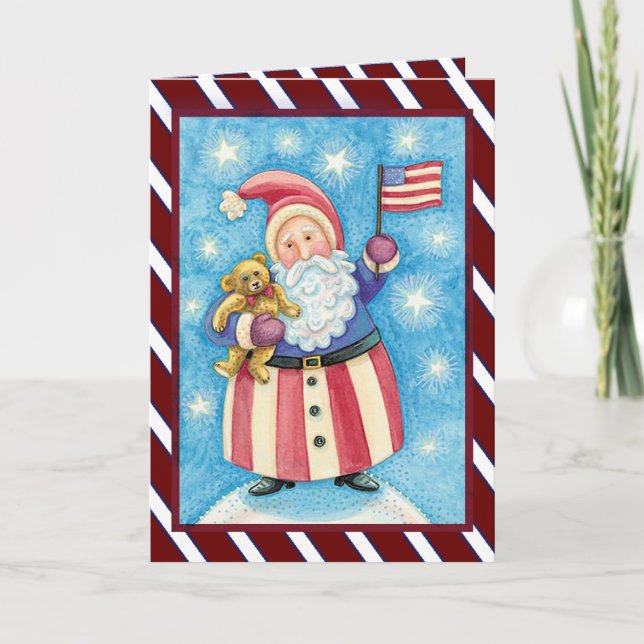 Patriotic Santa christmas Holiday Card (Front)