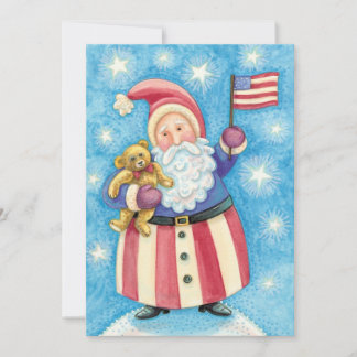 Patriotic Santa Claus Christmas Party Invitation