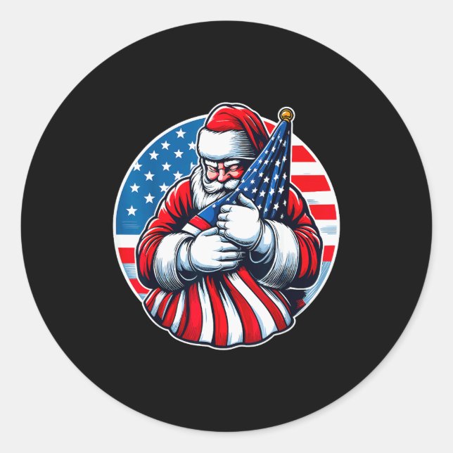 Patriotic Santa Claus For Men Women Usa Flag Chris Classic Round Sticker (Front)