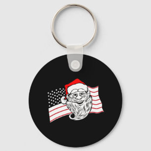 Patriotic Santa Claus Us American Flag Usa Christm Key Ring