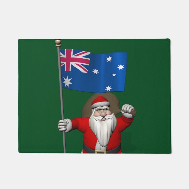 Patriotic Santa Claus Visiting Australia Doormat (Front)