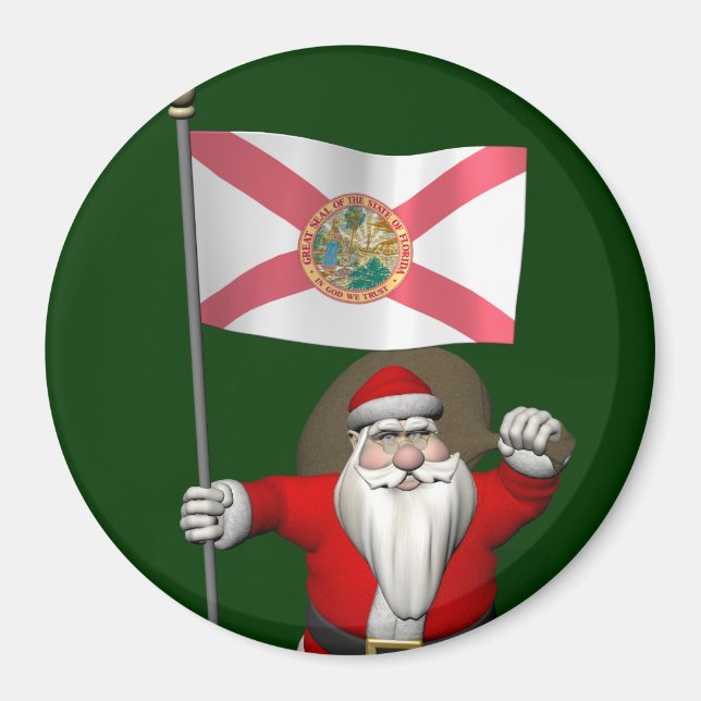 Patriotic Santa Claus Visiting Florida Magnet (Front)
