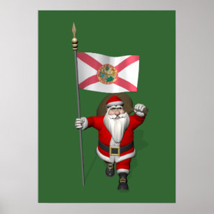 Patriotic Santa Claus Visiting Florida Poster
