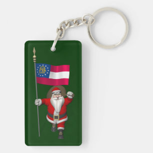 Patriotic Santa Claus Visiting Georgia Key Ring