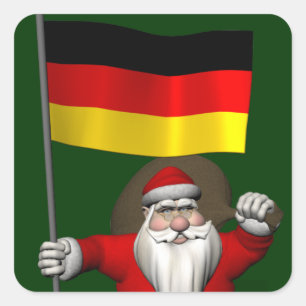 Patriotic Santa Claus With Ensign Of Germany Square Sticker